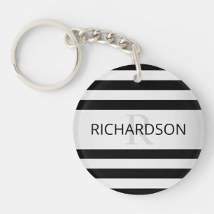 Tijdelijke Faux Silver Ombre Stripes & Black Sleutelhanger