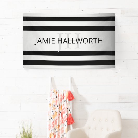 Tijdelijke Faux Silver Ombre Stripes & Black Spandoek (Insitu)