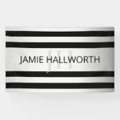 Tijdelijke Faux Silver Ombre Stripes & Black Spandoek (Horizontaal)