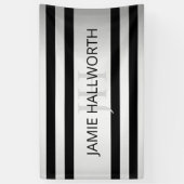 Tijdelijke Faux Silver Ombre Stripes & Black Spandoek (Verticaal)