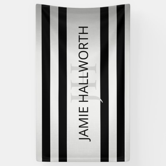Tijdelijke Faux Silver Ombre Stripes & Black Spandoek (Verticaal)