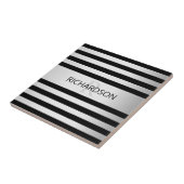 Tijdelijke Faux Silver Ombre Stripes & Black Tegeltje (Zijkant)