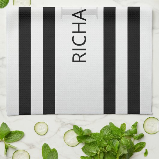 Tijdelijke Faux Silver Ombre Stripes & Black Theedoek (Gevouwen)