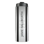 Tijdelijke Faux Silver Ombre Stripes & Black Thermosbeker (Voorkant)