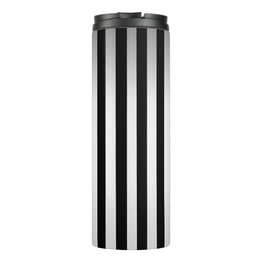Tijdelijke Faux Silver Ombre Stripes & Black Thermosbeker (Achterkant)
