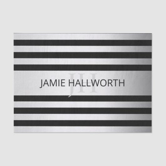 Tijdelijke Faux Silver Ombre Stripes & Black Tissuepapier (Voorkant)