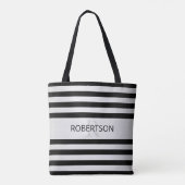 Tijdelijke Faux Silver Ombre Stripes & Black Tote Bag (Achterkant)