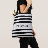 Tijdelijke Faux Silver Ombre Stripes & Black Tote Bag (Dichtbij)