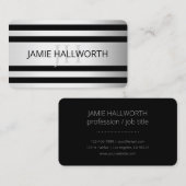 Tijdelijke Faux Silver Ombre Stripes & Black Visitekaartje (Voorkant / Achterkant)