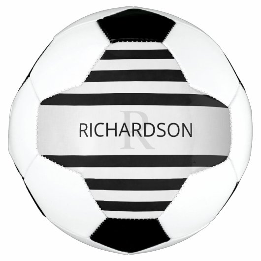 Tijdelijke Faux Silver Ombre Stripes & Black Voetbal (Voorkant)