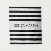 Tijdelijke Faux Silver Ombre Stripes & Black Wandkleed (Voorkant)