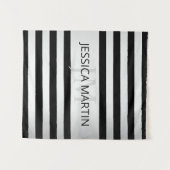 Tijdelijke Faux Silver Ombre Stripes & Black Wandkleed (Voorkant (horizontaal))