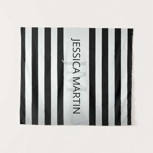 Tijdelijke Faux Silver Ombre Stripes & Black Wandkleed (Voorkant (horizontaal))