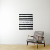 Tijdelijke Faux Silver Ombre Stripes & Black Wandkleed (In situ)