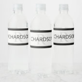 Tijdelijke Faux Silver Ombre Stripes & Black Waterfles Etiket (Flessen)