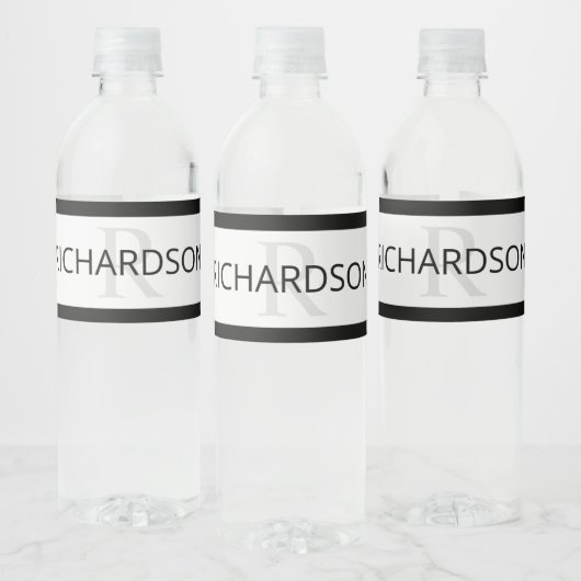 Tijdelijke Faux Silver Ombre Stripes & Black Waterfles Etiket (Flessen)