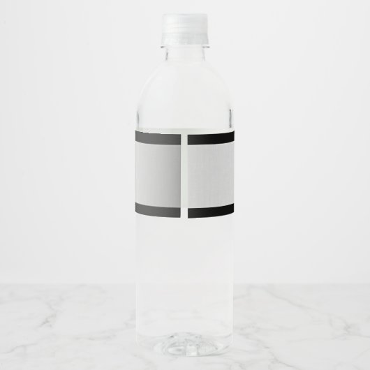 Tijdelijke Faux Silver Ombre Stripes & Black Waterfles Etiket (Achterkant)