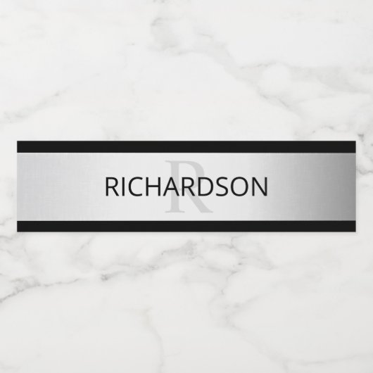 Tijdelijke Faux Silver Ombre Stripes & Black Waterfles Etiket (Enkel label)