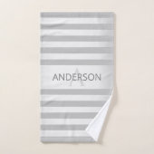 Tijdelijke faux Silver Ombre Stripes & Grey Bad Handdoek (Handdoek)