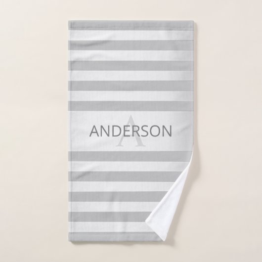 Tijdelijke faux Silver Ombre Stripes & Grey Bad Handdoek (Handdoek)