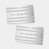 Tijdelijke faux Silver Ombre Stripes & Grey Badge (Voor- en achterkant)