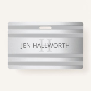 Tijdelijke faux Silver Ombre Stripes & Grey Badge