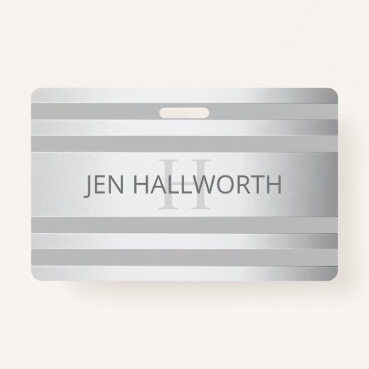 Tijdelijke faux Silver Ombre Stripes & Grey Badge (Voorkant)