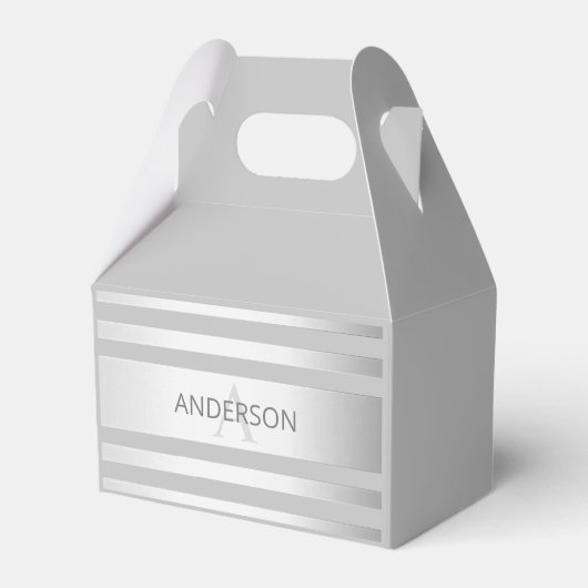 Tijdelijke faux Silver Ombre Stripes & Grey Bedankdoosjes (Achterkant)