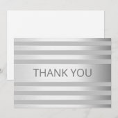 Tijdelijke faux Silver Ombre Stripes & Grey Bedankkaart (Voorkant / Achterkant)