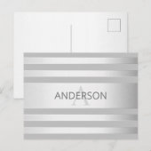 Tijdelijke faux Silver Ombre Stripes & Grey Briefkaart (Voorkant / Achterkant)