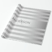 Tijdelijke faux Silver Ombre Stripes & Grey Cadeaupapier (Uitgerold)