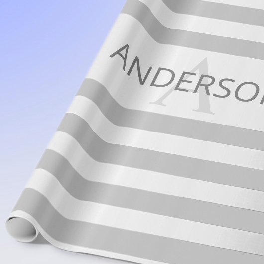 Tijdelijke faux Silver Ombre Stripes & Grey Cadeaupapier