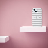 Tijdelijke faux Silver Ombre Stripes & Grey Case-Mate iPhone Case