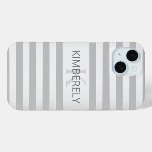 Tijdelijke faux Silver Ombre Stripes & Grey Case-Mate iPhone Case (Achterkant (horizontaal))