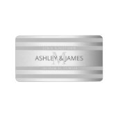 Tijdelijke faux Silver Ombre Stripes & Grey Etiket (Voorkant)