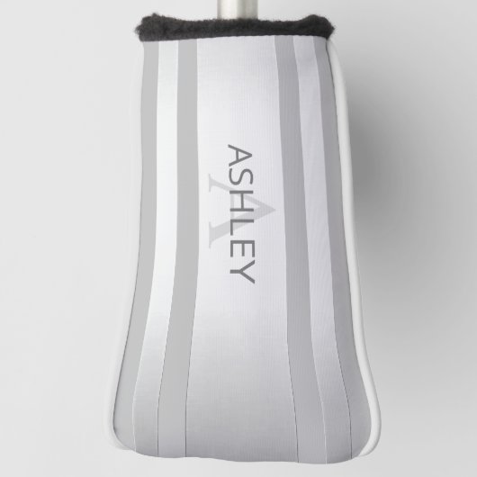 Tijdelijke faux Silver Ombre Stripes & Grey Golfheadcover (Draai 90)