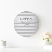 Tijdelijke faux Silver Ombre Stripes & Grey Grote Klok (Huis)