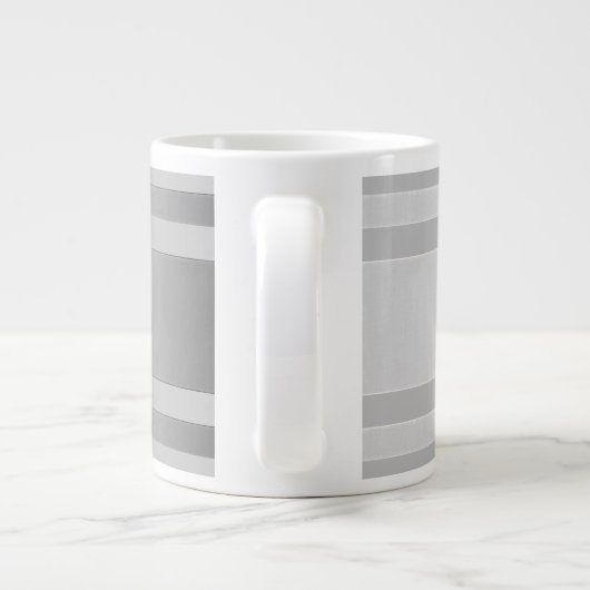 Tijdelijke faux Silver Ombre Stripes & Grey Grote Koffiekop (Achterkant)