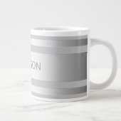 Tijdelijke faux Silver Ombre Stripes & Grey Grote Koffiekop (Rechts)