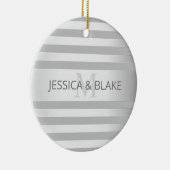 Tijdelijke faux Silver Ombre Stripes & Grey Keramisch Ornament (Rechts)