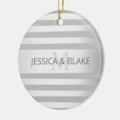 Tijdelijke faux Silver Ombre Stripes & Grey Keramisch Ornament (Links)