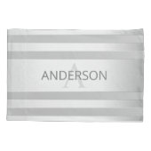 Tijdelijke faux Silver Ombre Stripes & Grey Kussensloop (Achterkant-Links)