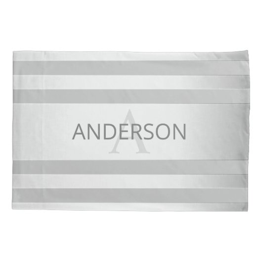 Tijdelijke faux Silver Ombre Stripes & Grey Kussensloop (Achterkant-Links)