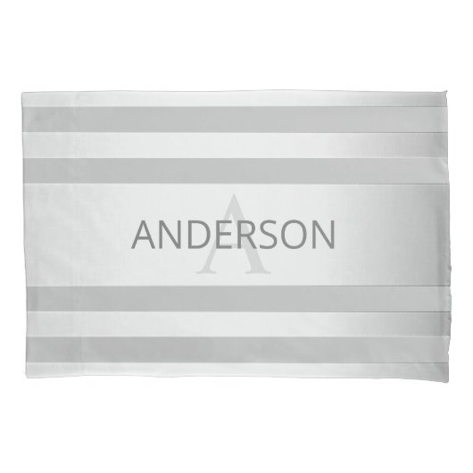 Tijdelijke faux Silver Ombre Stripes & Grey Kussensloop (Voorkant-Links)