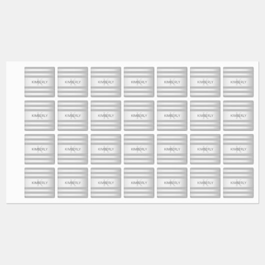 Tijdelijke faux Silver Ombre Stripes & Grey Labels (Vel)
