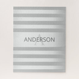 Tijdelijke faux Silver Ombre Stripes & Grey Legpuzzel