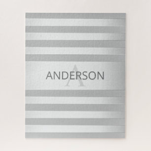 Tijdelijke faux Silver Ombre Stripes & Grey Legpuzzel