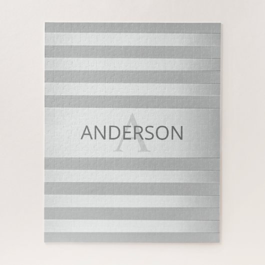 Tijdelijke faux Silver Ombre Stripes & Grey Legpuzzel (Verticaal)