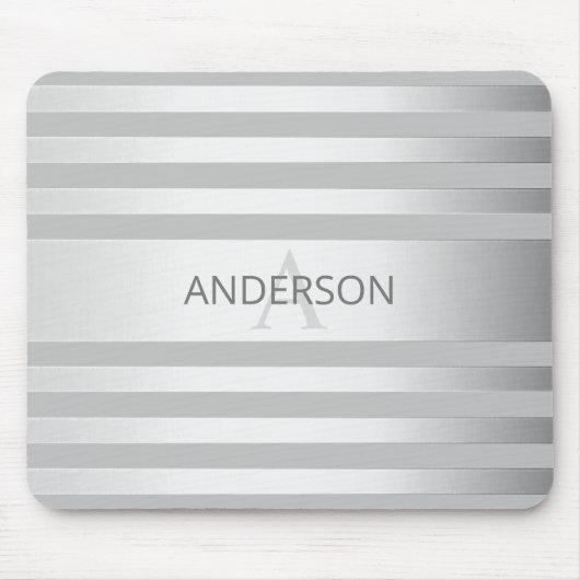 Tijdelijke faux Silver Ombre Stripes & Grey Muismat (Voorkant)