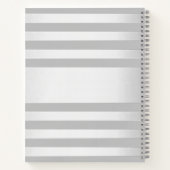 Tijdelijke faux Silver Ombre Stripes & Grey Notitieboek (Achterkant)